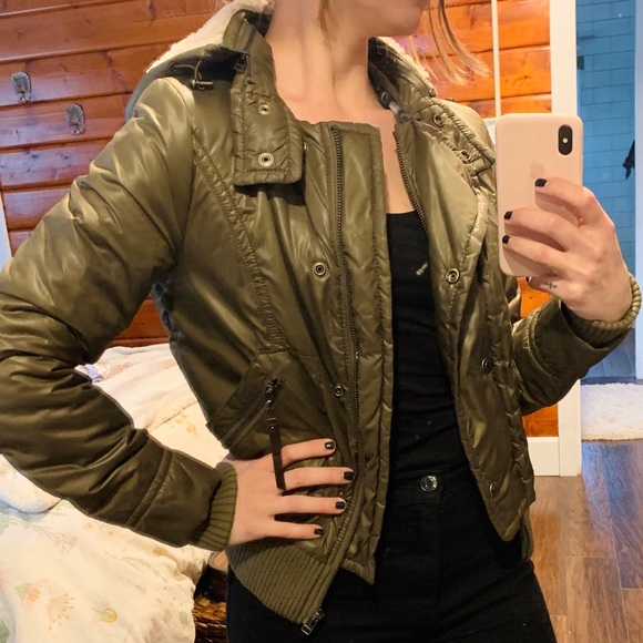 Army Green Bomber Jacket by GUESS - Picture 7 of 8